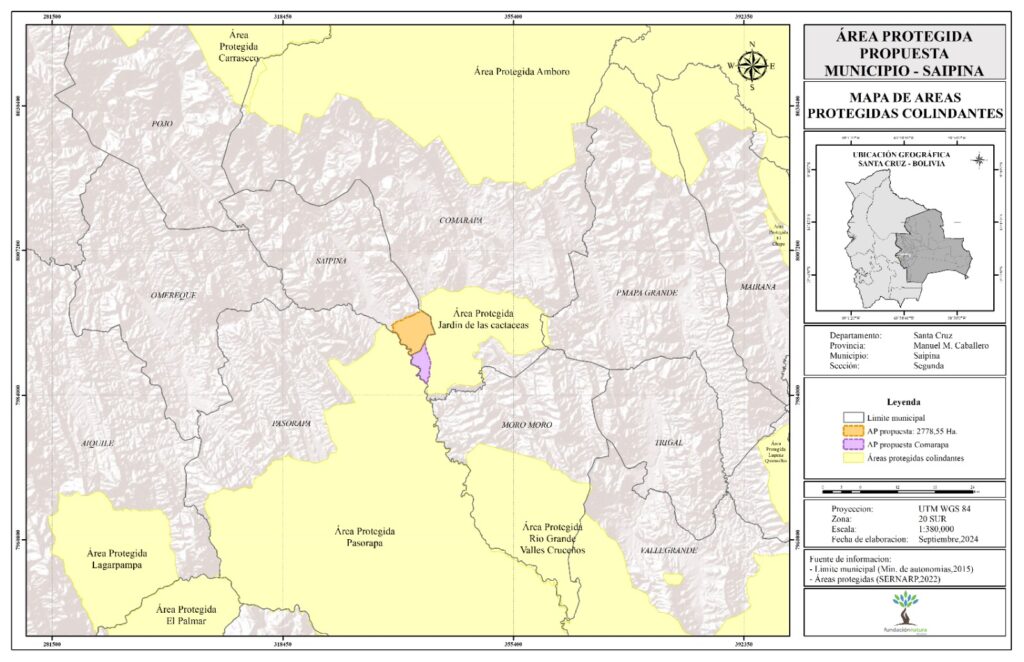 Mapa de ubicaciones de La Reserva de Saipina y La Reserva de Comarapa.